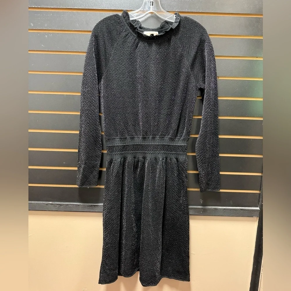 Tory Burch Isabelle Black Metallic Knit Dress Size M NWT